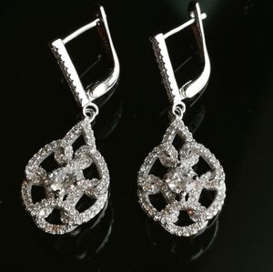"Love Knot" CZ in Sterling Silver dangle earrings